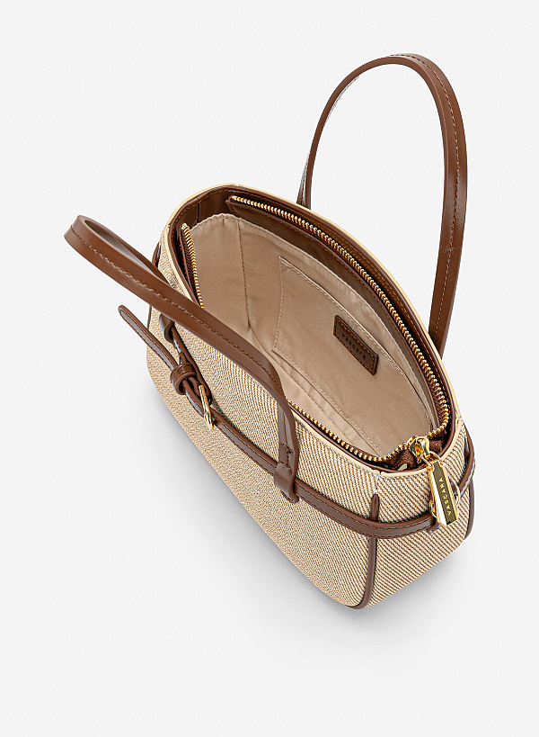 Túi xách tay nhấn đai khoá - TOT 0211 - Màu nâu - VASCARA