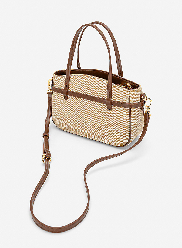 Túi xách tay nhấn đai khoá - TOT 0211 - Màu nâu - VASCARA