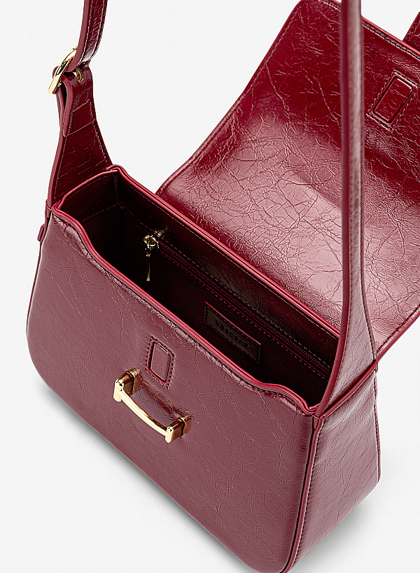 Túi xách tay nhấn khóa cổ điển - SHO 0291 - Màu đỏ - VASCARA