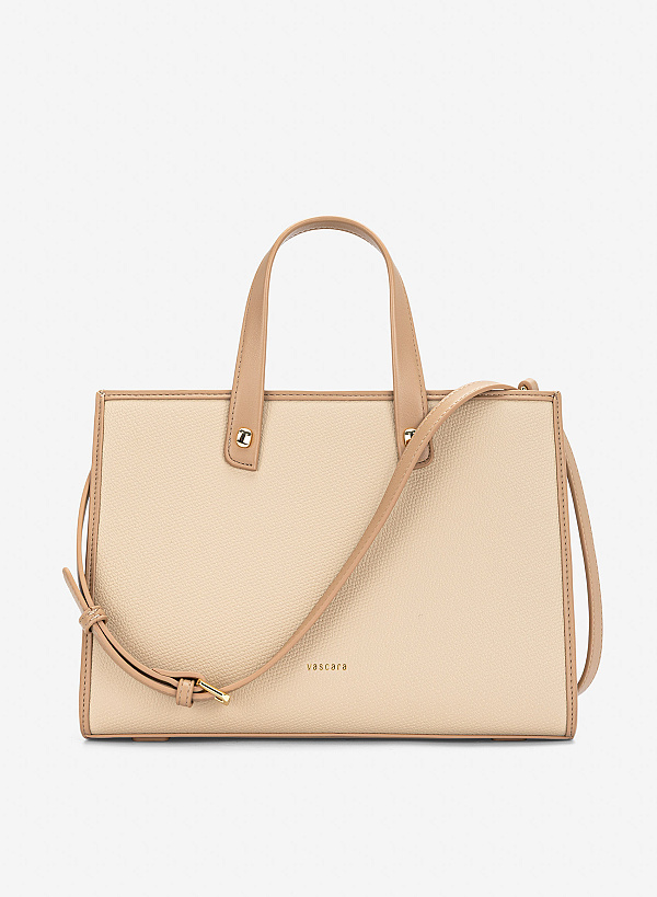 Túi xách tay phối da tương phản - TOT 0204 - Màu be