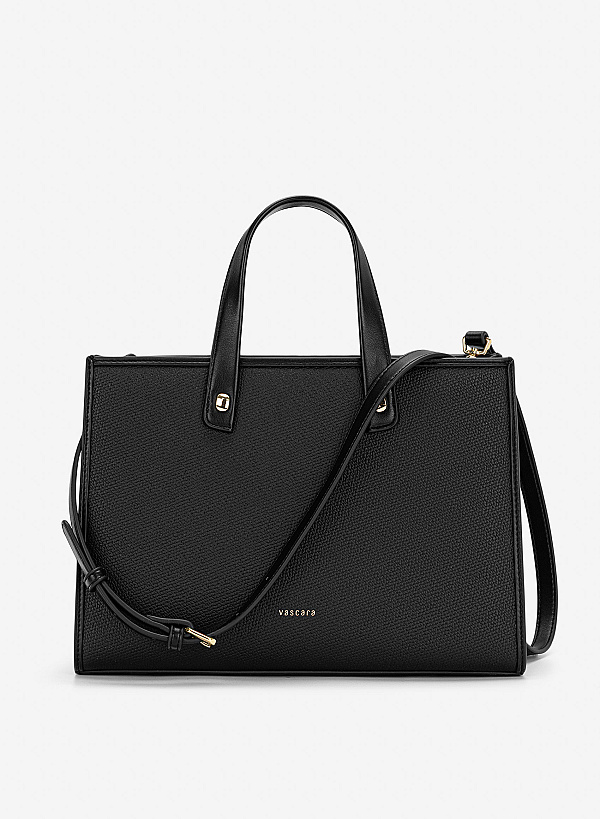 Túi xách tay phối da tương phản - TOT 0204 - Màu đen