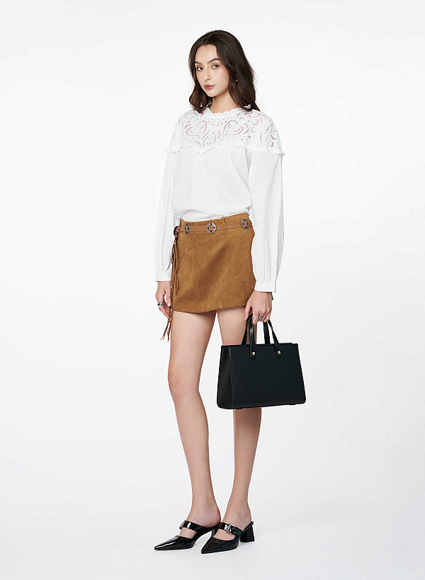 Túi xách tay phối da tương phản - TOT 0204 - Màu đen - VASCARA