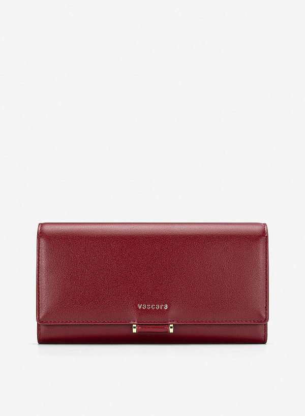 Ví cầm tay nắp gập nhấn khóa sang trọng - WAL 0343 - Màu đỏ đậm