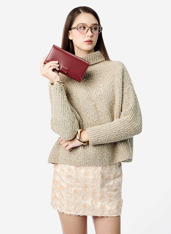 Ví cầm tay nắp gập nhấn khóa sang trọng