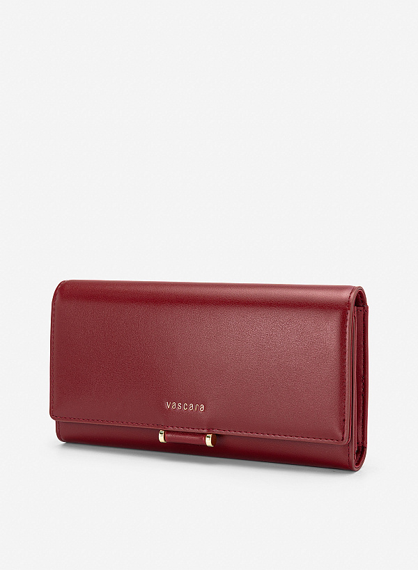 Ví cầm tay nắp gập nhấn khóa sang trọng - WAL 0343 - Màu đỏ đậm - VASCARA