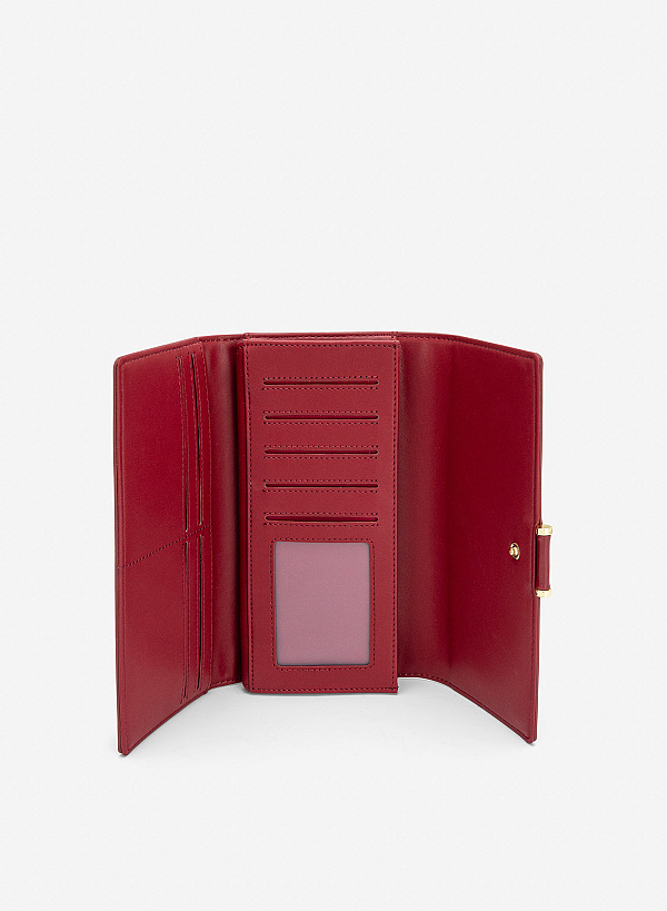 Ví cầm tay nắp gập nhấn khóa sang trọng - WAL 0343 - Màu đỏ đậm - VASCARA