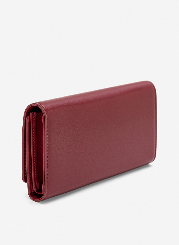 Ví cầm tay nắp gập nhấn khóa sang trọng - WAL 0343 - Màu đỏ đậm - VASCARA