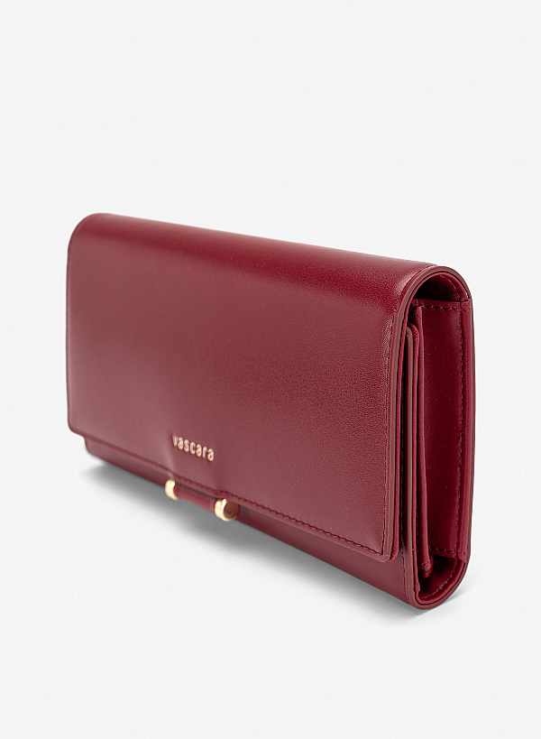 Ví cầm tay nắp gập nhấn khóa sang trọng - WAL 0343 - Màu đỏ đậm - VASCARA