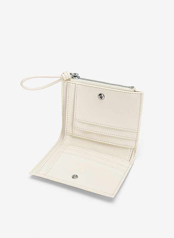 Ví cầm tay nhấn dây quai thắt nút - WAL 0332 - Màu kem - VASCARA