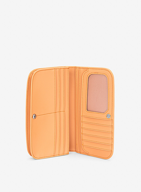 Ví cầm tay zip-around dáng vòm - WAL 0337 - Màu cam nhạt - VASCARA