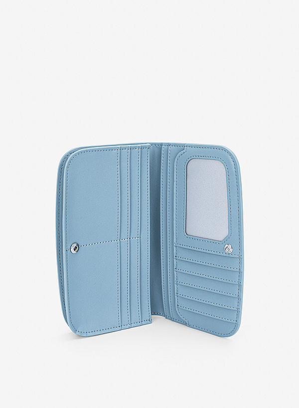 Ví cầm tay zip-around dáng vòm - WAL 0337 - Màu xanh da trời - VASCARA