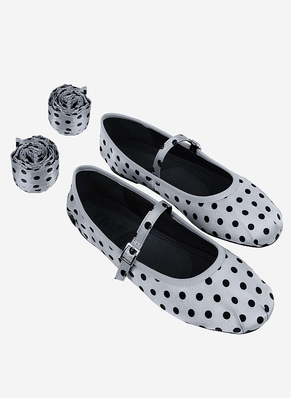 Giày búp bê vải FIORE BALLERINA màu Chấm bi xám - BAL 0005 - VASCARA