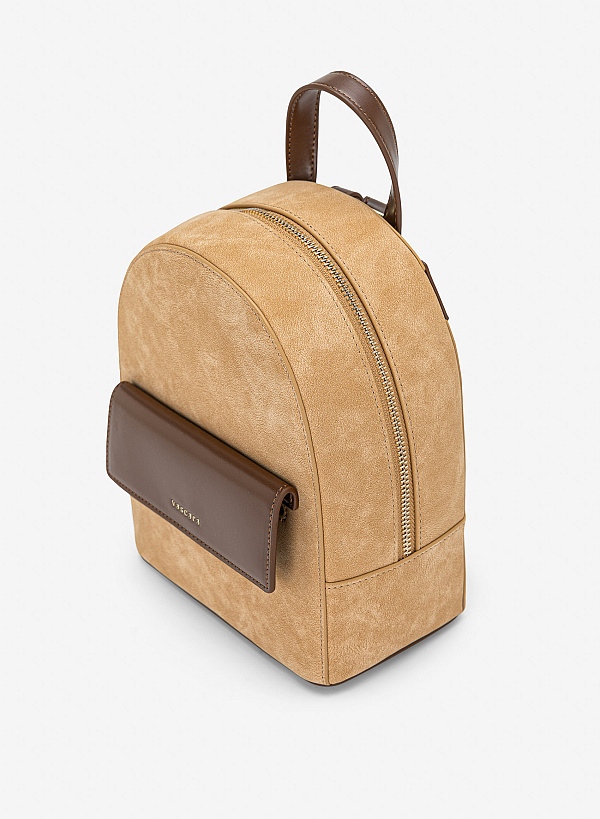 Balo dáng mini phối màu thanh lịch - BAC 0234 - Màu be - VASCARA