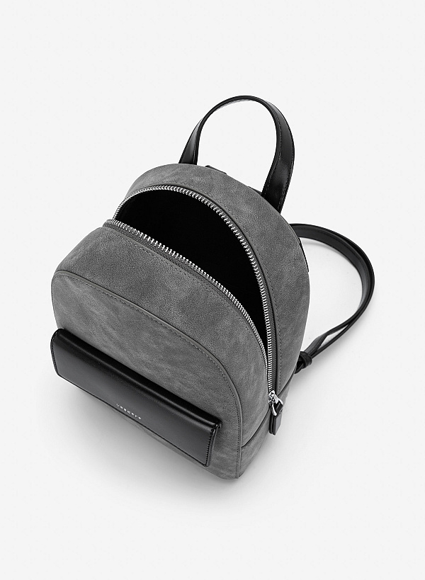 Balo dáng mini phối màu thanh lịch - BAC 0234 - Màu xám đậm - VASCARA