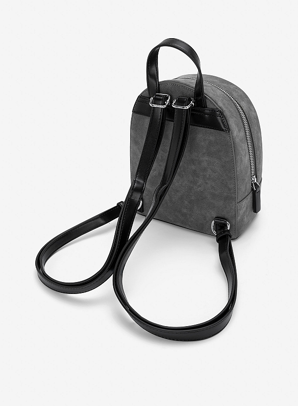 Balo dáng mini phối màu thanh lịch - BAC 0234 - Màu xám đậm - VASCARA