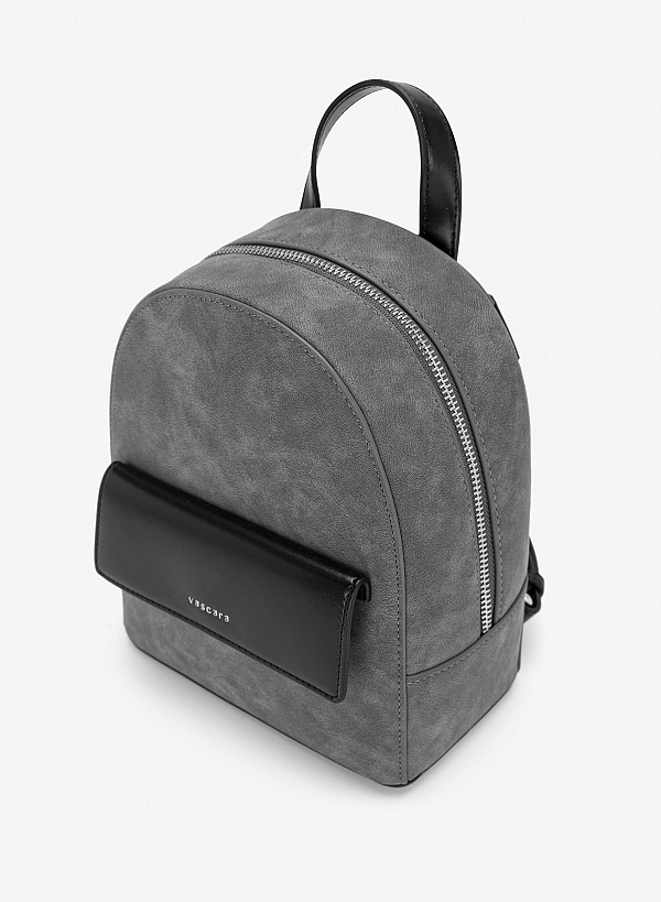 Balo dáng mini phối màu thanh lịch - BAC 0234 - Màu xám đậm - VASCARA
