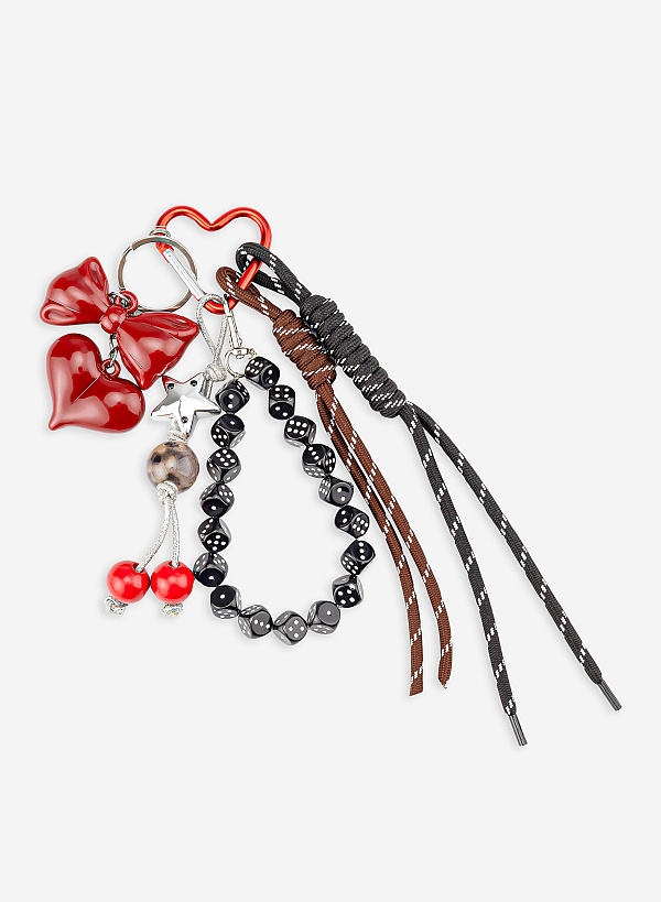 Charm dây nơ đỏ phong cách festive - CHM 0057 - Màu đỏ đen - VASCARA