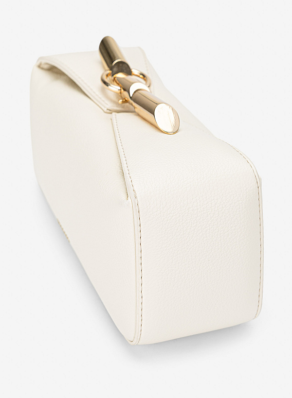 Clutch cầm tay nhấn khóa tinh xảo - CLU 0142 - Màu kem - VASCARA