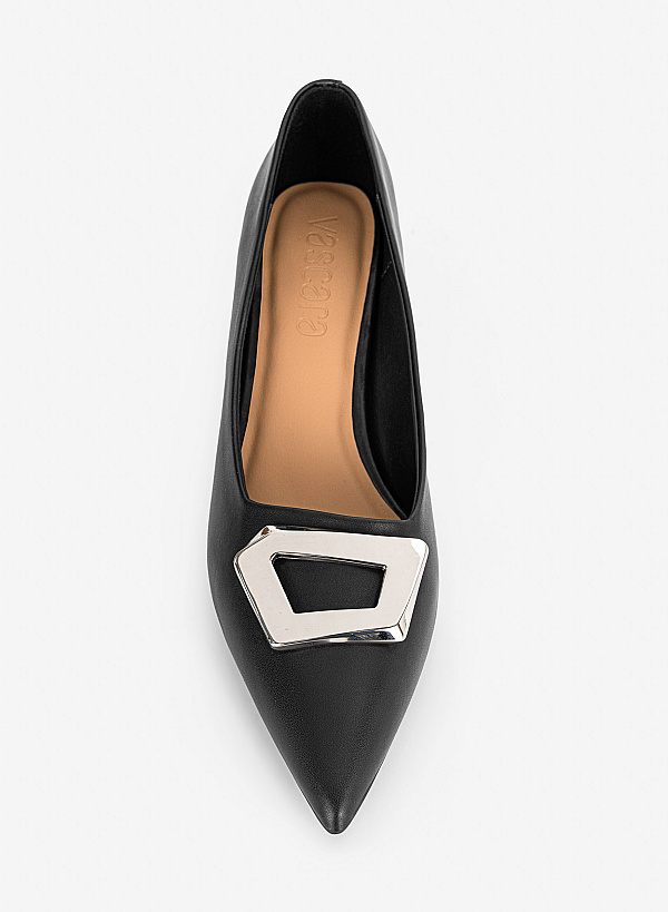 Giày bít mũi nhọn trang trí hình khối cách điệu - BMN 0749 - Màu đen - VASCARA