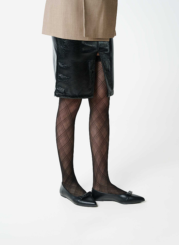 Giày flat mũi nhọn đính nơ