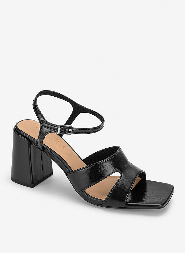 Giày sandals block heel quai cut-out