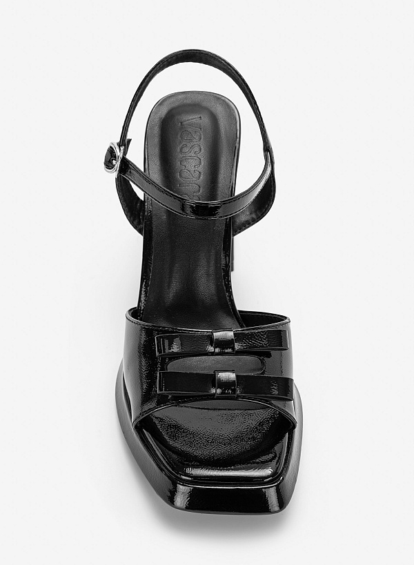 Platform sandals đính nơ trang trí - SDN 0856 - Màu đen - VASCARA