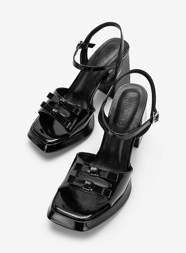 Platform sandals đính nơ trang trí - SDN 0856 - Màu đen - VASCARA