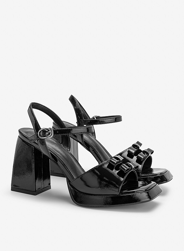 Platform sandals đính nơ trang trí - SDN 0856 - Màu đen - VASCARA