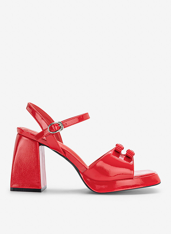 Platform sandals đính nơ trang trí