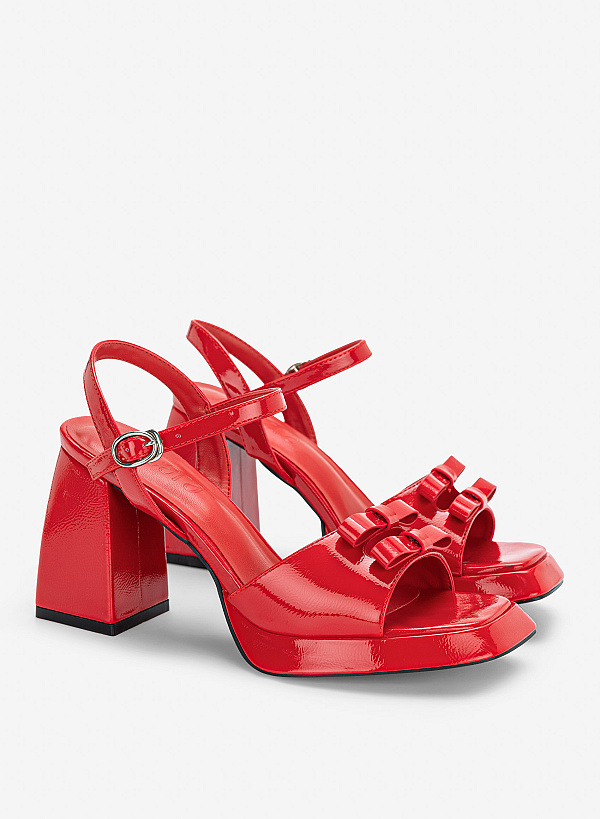 Platform sandals đính nơ trang trí - SDN 0856 - Màu đỏ - VASCARA