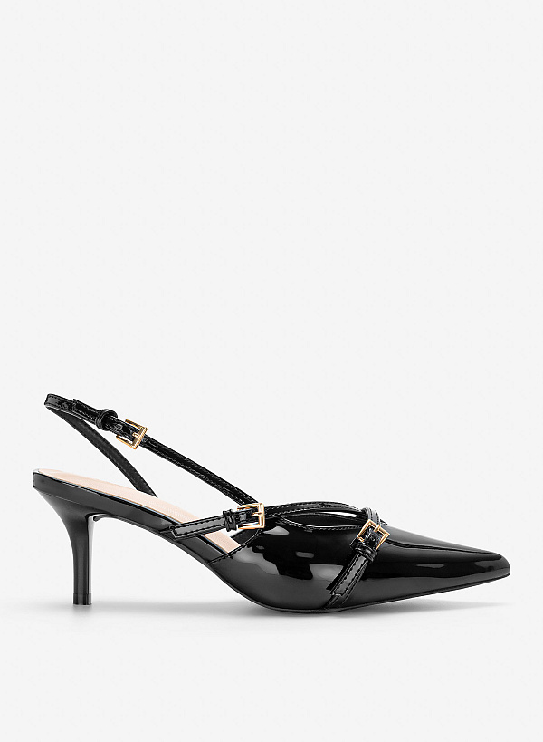 Slingback mũi nhọn nhấn khóa trang trí