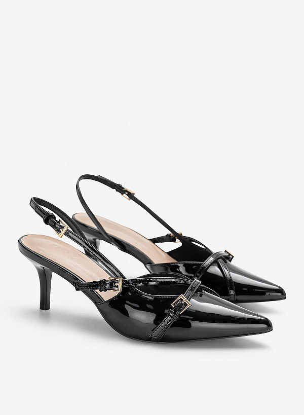 Slingback mũi nhọn nhấn khóa trang trí - BMN 0771 - Màu đen - VASCARA