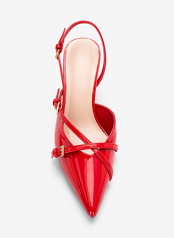 Slingback mũi nhọn nhấn khóa trang trí - BMN 0771 - Màu đỏ - VASCARA