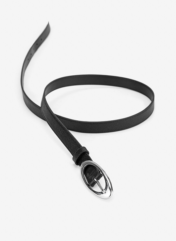 Thắt lưng bản mảnh khóa oval tinh tế - WAI 0042 - Màu đen - VASCARA