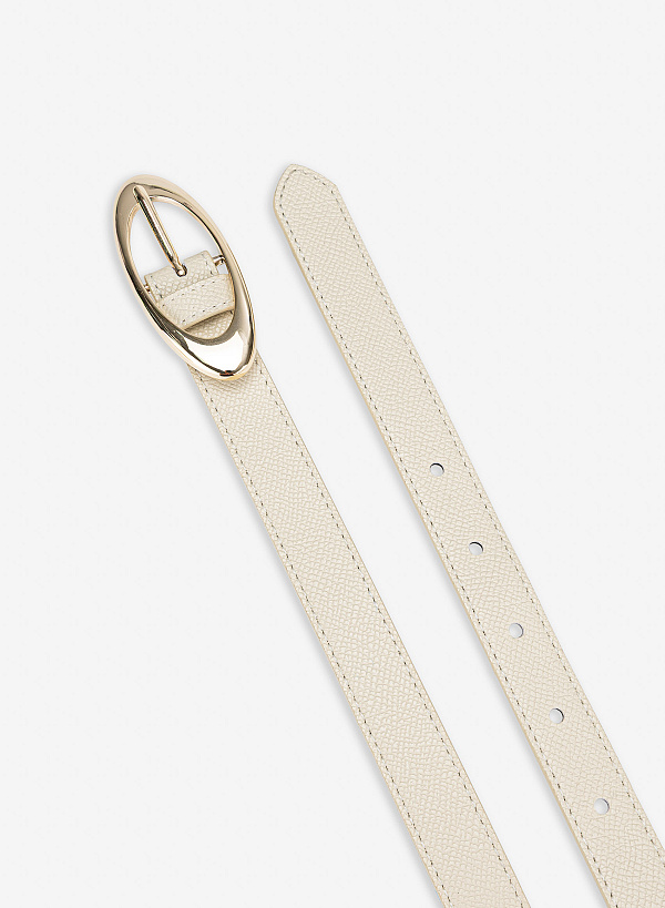 Thắt lưng bản mảnh khóa oval tinh tế - WAI 0042 - Màu kem - VASCARA