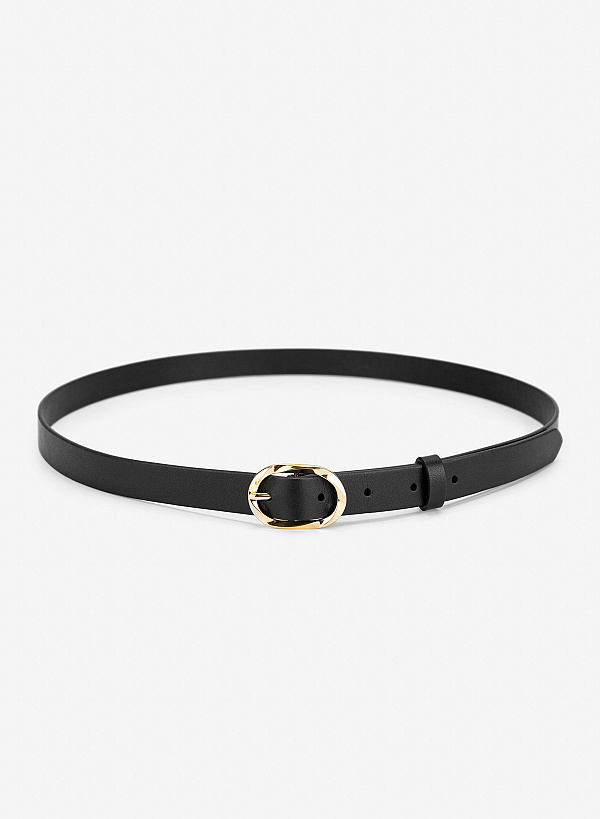 Thắt lưng da trơn khóa oval sang trọng