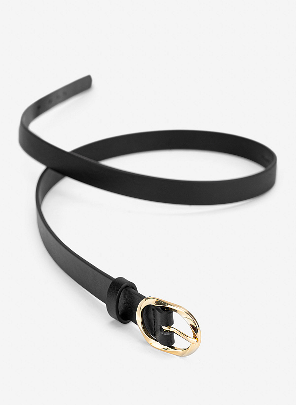 Thắt lưng da trơn khóa oval sang trọng - WAI 0044 - Màu đen - VASCARA