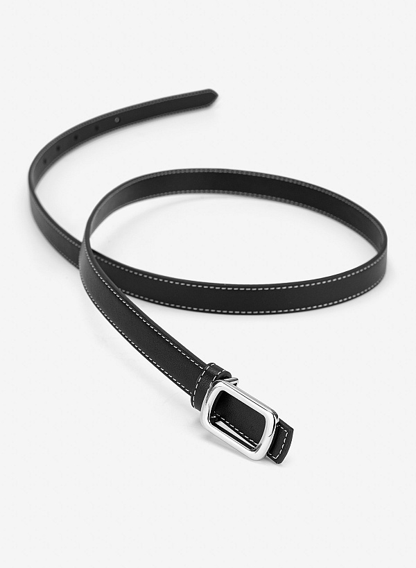 Thắt lưng nhấn chỉ nổi phối khóa vuông tối giản - WAI 0043 - Màu đen - VASCARA