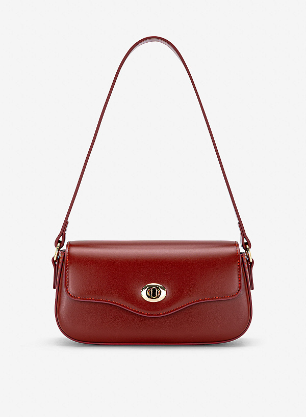 Túi đeo vai nắp gập cách điệu nhấn khóa gài