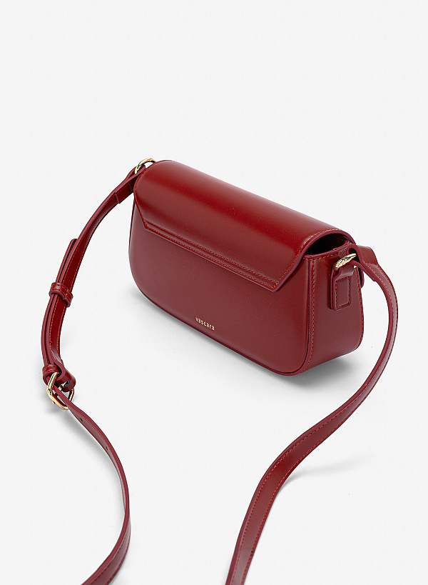 Túi đeo vai nắp gập cách điệu nhấn khóa gài - SHO 0304 - Màu cam đậm - VASCARA