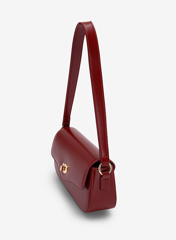 Túi đeo vai nắp gập cách điệu nhấn khóa gài - SHO 0304 - Màu cam đậm - VASCARA