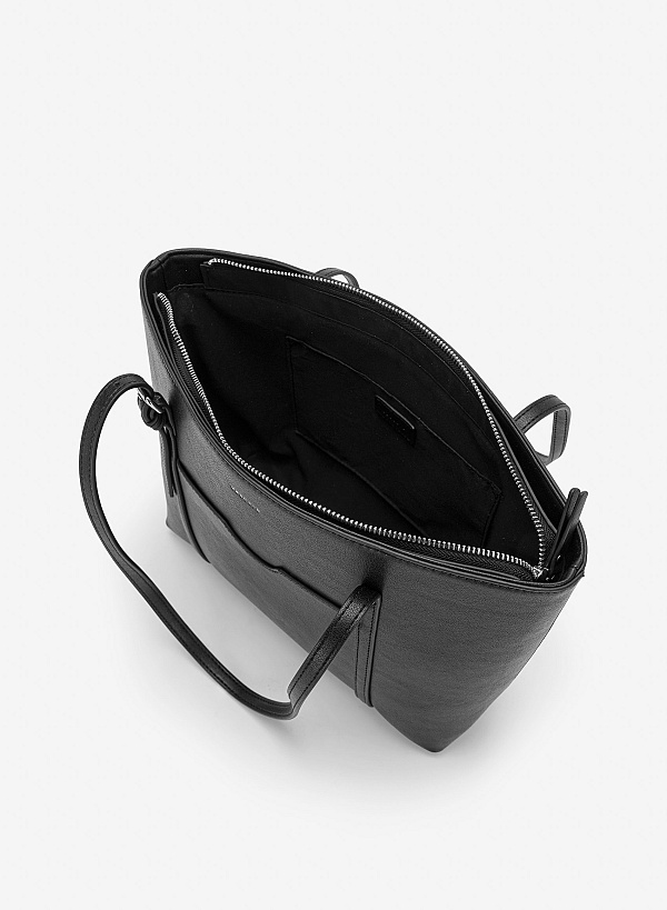 Túi đeo vai nhấn khóa gài trang trí - TOT 0216 - Màu đen - VASCARA