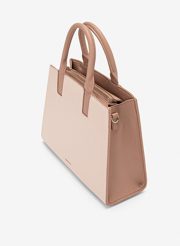 Túi xách quai đôi phong cách giản tiện thanh lịch - TOT 0214 - Màu be - VASCARA