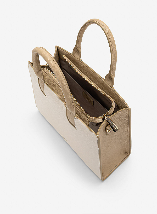 Túi xách quai đôi phong cách giản tiện thanh lịch - TOT 0214 - Màu kem - VASCARA