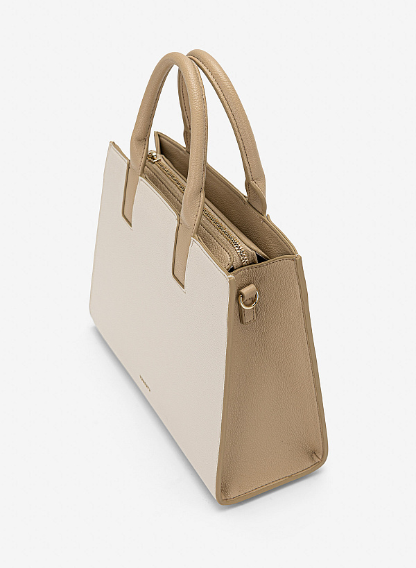 Túi xách quai đôi phong cách giản tiện thanh lịch - TOT 0214 - Màu kem - VASCARA