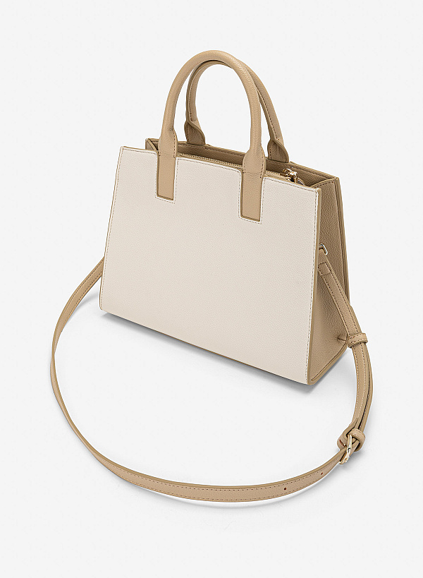 Túi xách quai đôi phong cách giản tiện thanh lịch - TOT 0214 - Màu kem - VASCARA