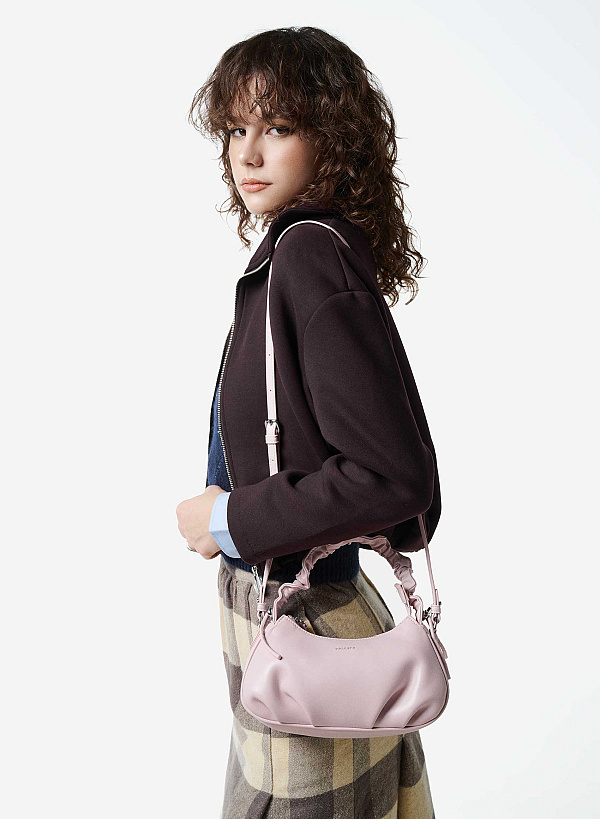 Túi xách tay nhấn quai rút - TOT 0212 - Màu hồng nhạt - VASCARA