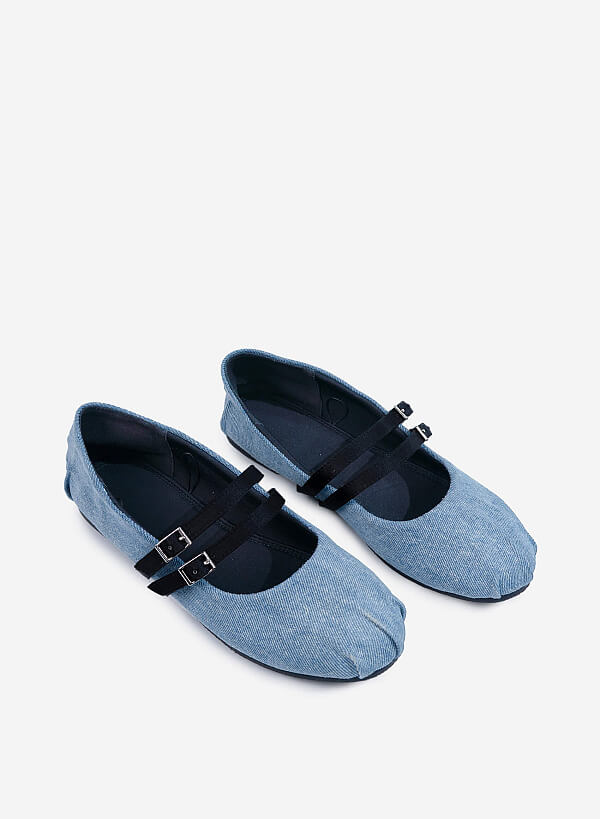 Giày búp bê vải FIORE BALLERINA - BAL 0003 - Jean 2 quai - VASCARA