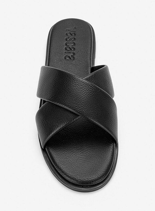 Dép quai đan bản rộng - DXP 0218 - Màu đen - VASCARA