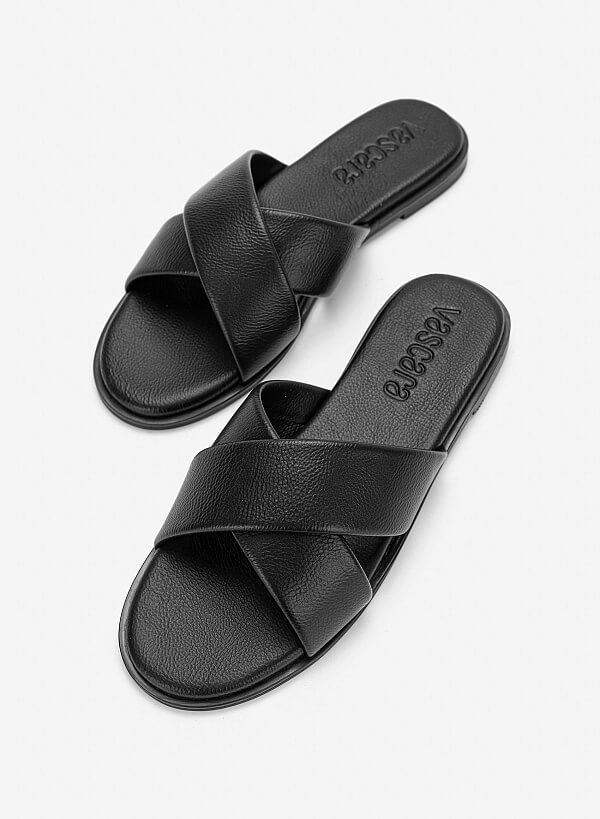 Dép quai đan bản rộng - DXP 0218 - Màu đen - VASCARA